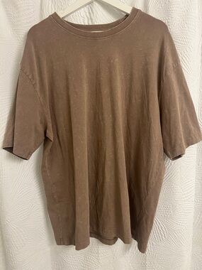 Men’s Brown Crew Neck T-Shirt Classic Short Sleeve Basic Tee Size M